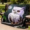 1pc Owl Night Outdoor Blanket - Soft Flannel Cozy for Travel & Camping - All-Season Warm Bed Cover, Machine Washable Yy251229099