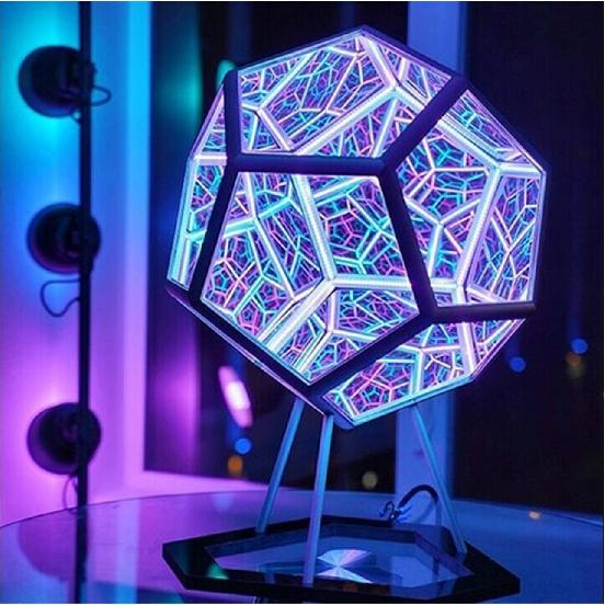 Infinity Dodecahedron-Creative and Cool Space LED Night Lamp,Infinite Dodecahedron Adjustable Color Art Light Night Light,Furniture Decoration Table