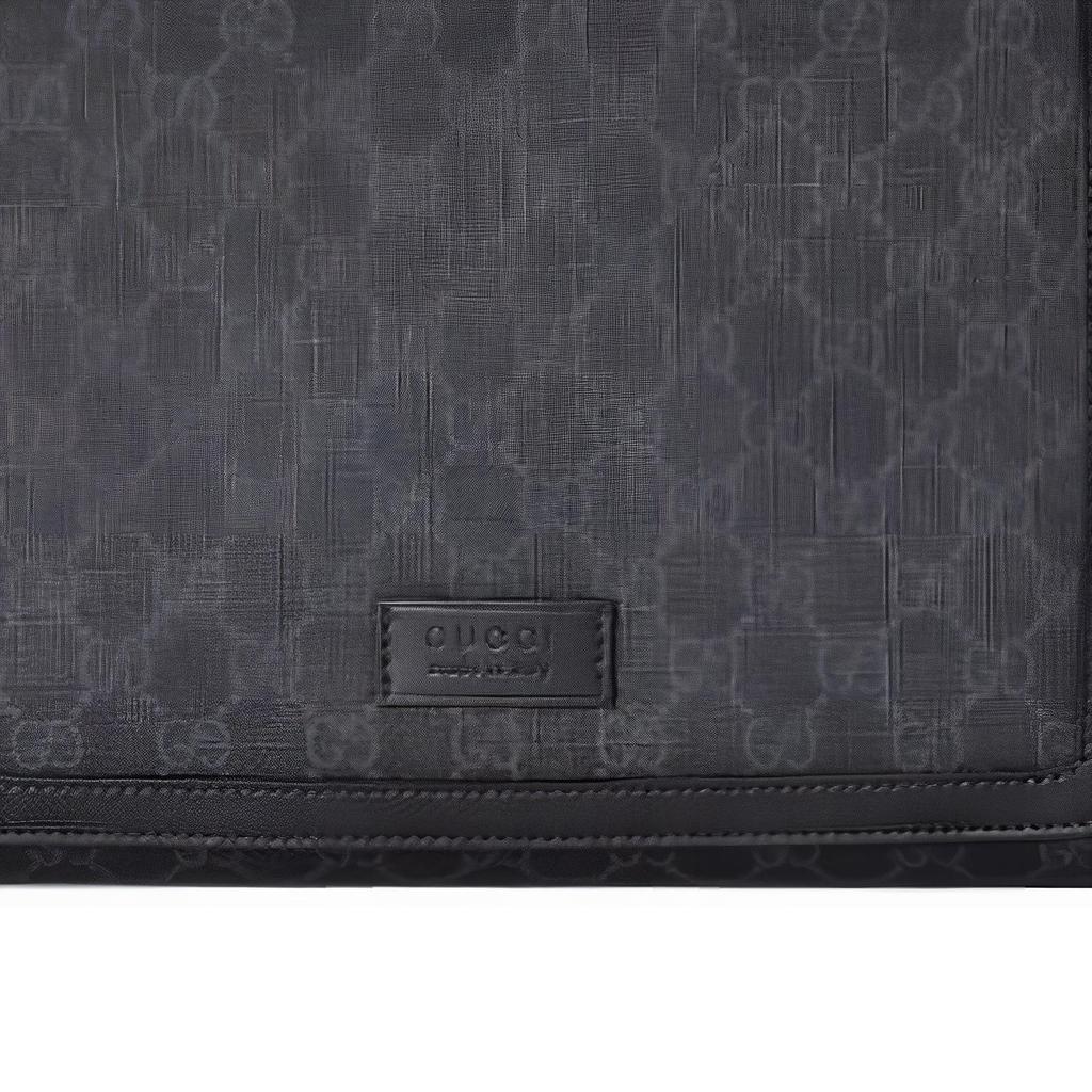 Gucci Letter Logo Magnetic Flap Closure Canvas And Leather Shoulder Crossbody Bag Men Bags Black 771167-K5RLN-1095