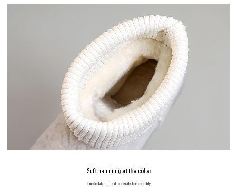 BR9981 Women's Plus Velvet Mid-Cut Korean Snow Boots: Solid Color, Warm, Casual for Autumn/Winter 2024