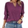 Women's Fashion Summer Loose V-neck Tight Pleated Mid Sleeve Top