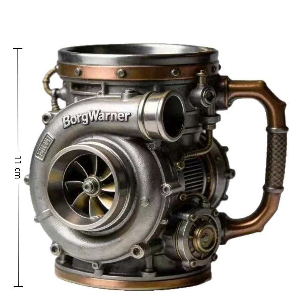 Resin Turbocharger Mug Comfortable Grip Coffee Mug Unique 3D Engine Cup Cold and Hot Drinks