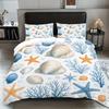 Starfish Shells Ocean Theme Duvet Cover Set 3Pcs Bedding Set With Pillowcases Coastal Bed Cover For Bedroom Room Soft Bed Linen