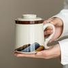 Mountains and Rivers Tea Separation Tea Cup Ceramic Mug with Lid Wooden Handle Filter Tea Tea Cup Office