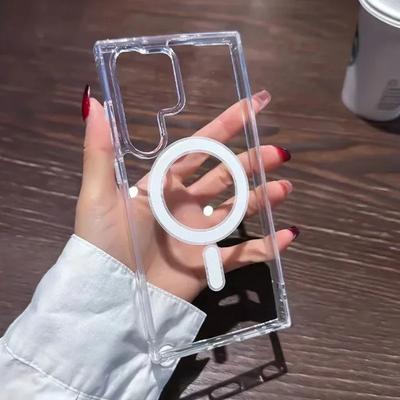 Original For Magsafe Magnetic Case for Samsung Galaxy S24 S22 Ultra S23 S21 FE Plus Wireless Charging Shockproof Clear Cover