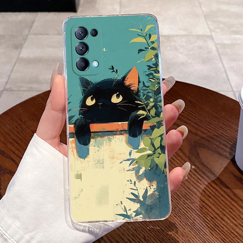Cases For OPPO Reno 5 5Pro 5K Find X3 Lite Shell Clear Silicone Soft TPU Back Cover For Reno5 K Pro Cute Rabbit Cat Phone Case