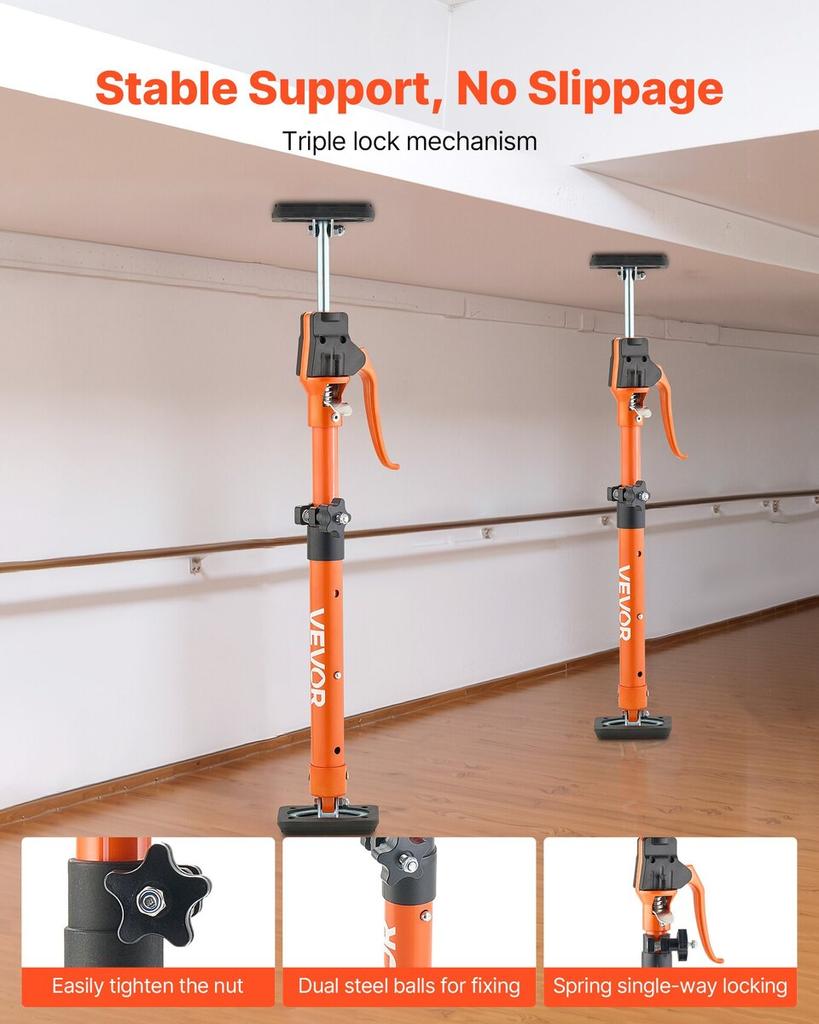 Cabinet Jack Support Pole, 2-Pack, 48-75 cm Steel Telescopic Quick Support Rod, Adjustable 3rd Hand System up to 100 kg Capacity for Installing