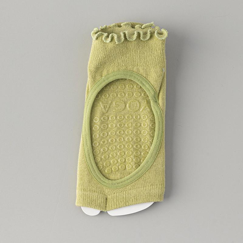 Ladies' Summer Breathable Backless Toe Exposed Cotton Yoga Socks with Anti Slip Silicone Polka Dot Breathable Dance Pilates Yoga Socks