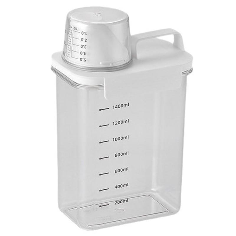 Airtight Laundry Detergent Dispenser Easy to Clean Clear Washing Powder Liquid Holder with Lid for Household Laundry Organization