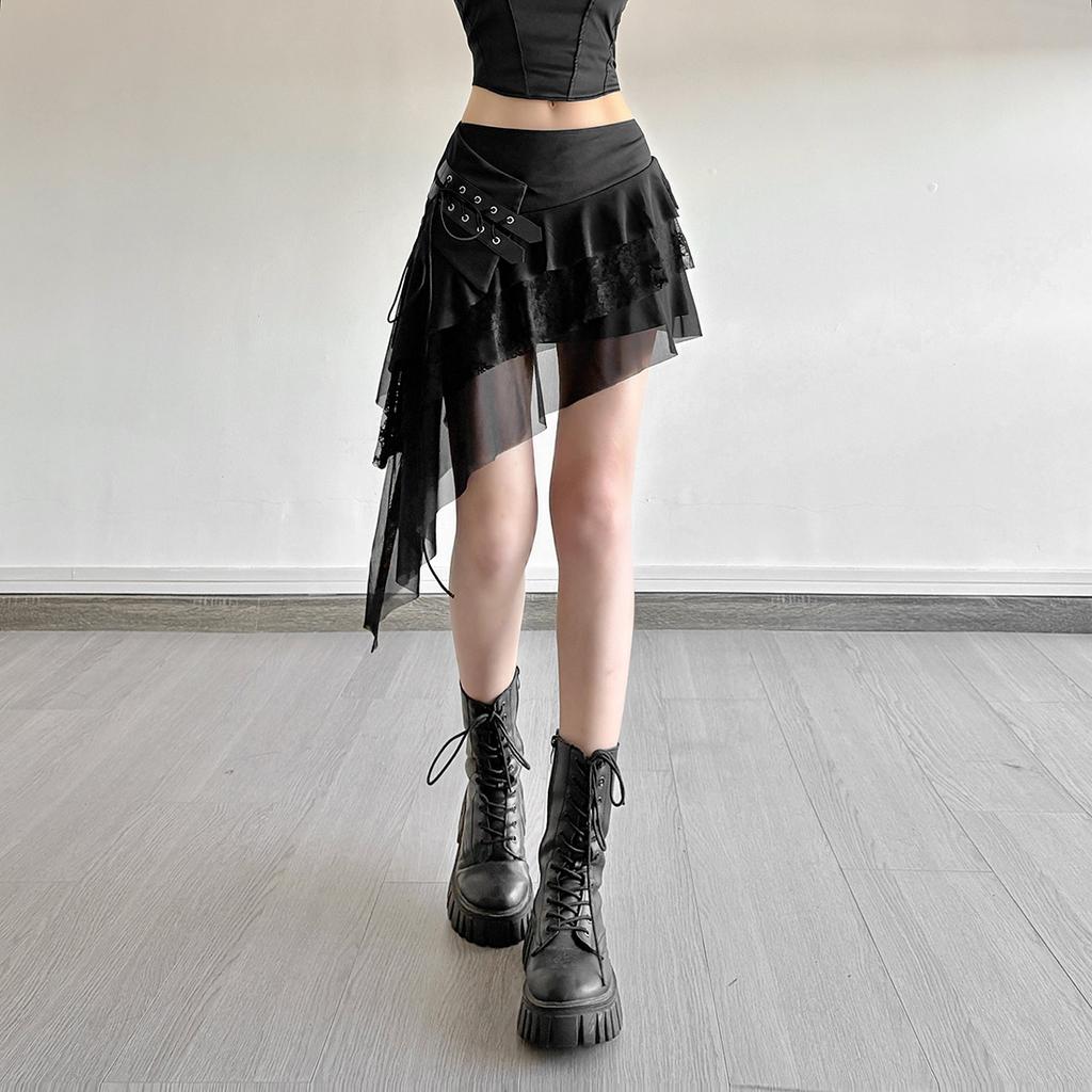 Women's Summer Solid-Color High-Waisted Skirt with Asymmetrical Hem