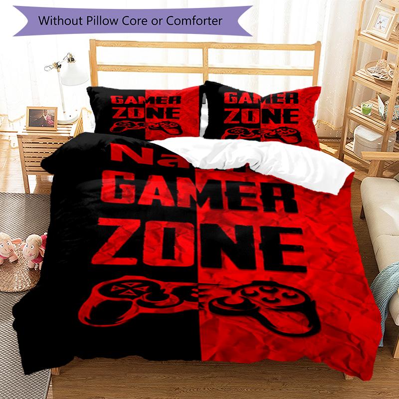 3pcs Custom Name Game Controller Bedding Set Duvet Cover Closure Includes 1 Duvet Cover & 2 Pillowcases, Soft and Comfortable for All Seasons.