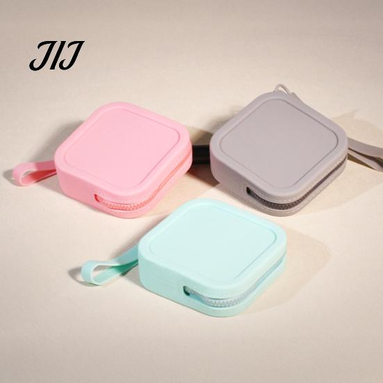 Portable Earphone Case for Travel Silicone Coin Pouch with Zipper And Wrist Strap, Square Shockproof Soft Key Organizer Storage Bag, Lightweight
