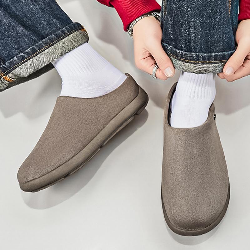 Men’s Summer Sandals Slipper Clogs Backless Mules Khaki Casual Shoes for Students Over Sized