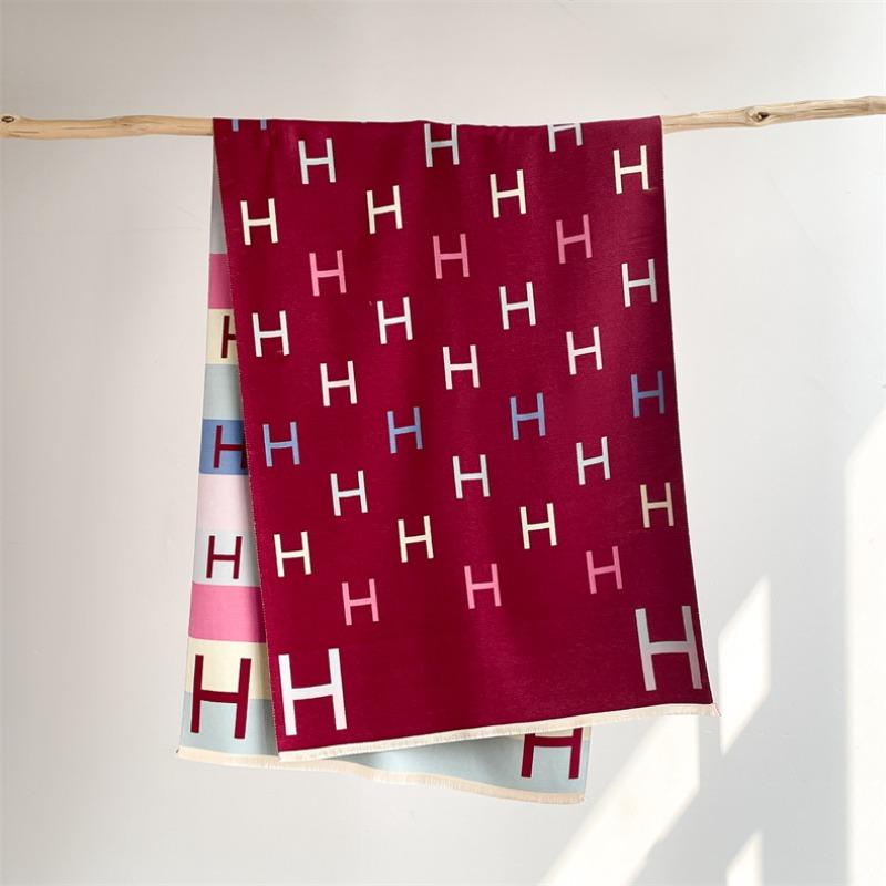 Fular colorat cu litere pentru femei, toamnă și iarnă, nou, îngroșat, color pe ambele părți, imitație cașmir, de înaltă calitate, versatil, șal cald