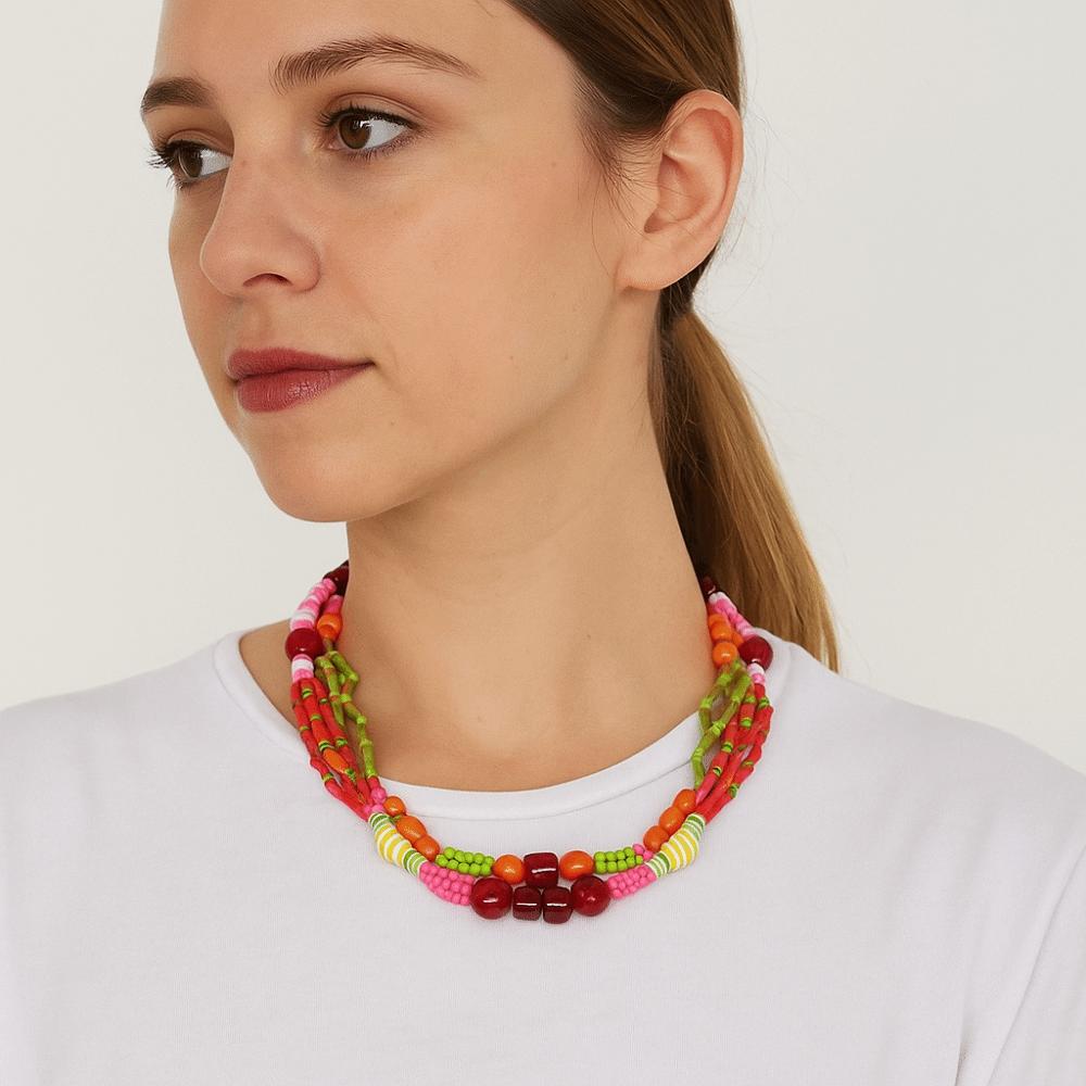 Ethnic Style Multilayer Bead Necklace Marine Organism Charms Dopamine Necklace  Gift