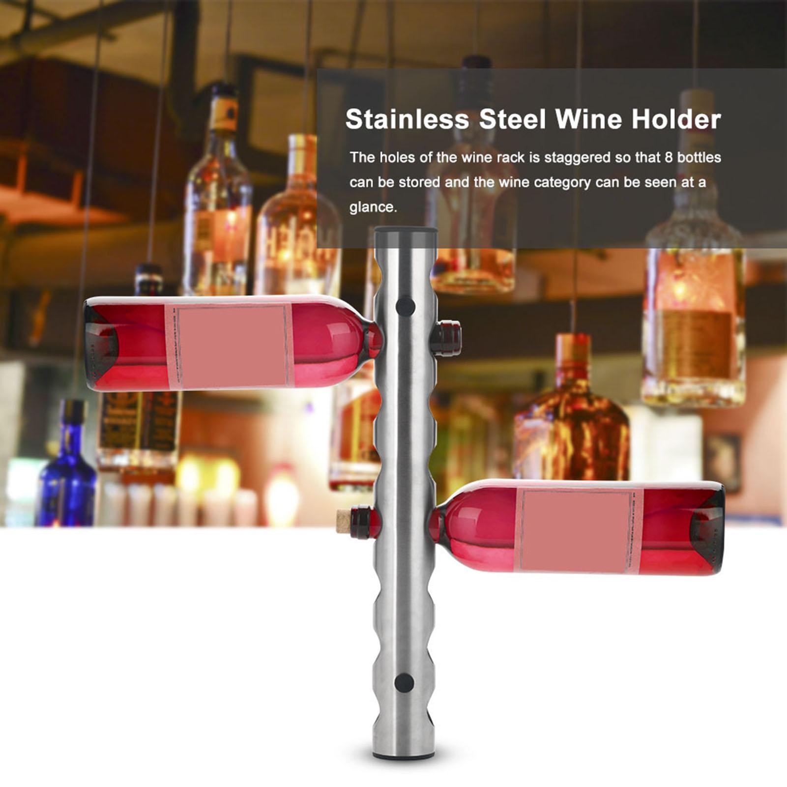 

Stainless Steel Wine Rack Wall Mounted Kitchen Home Bar Holder Wines Shelves(8 Holes)