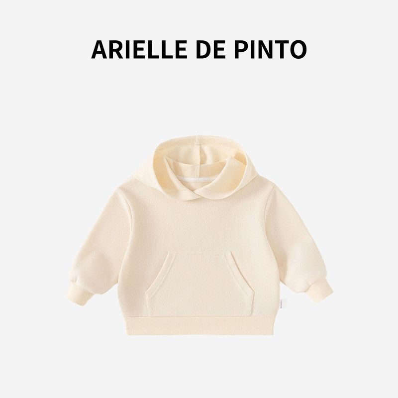 French Arielle De Pinto Children s Clothing Unisex Solid Color Tops New Hooded Sweatshirt Casual Hooded Sweatshirt Rice White 110cm