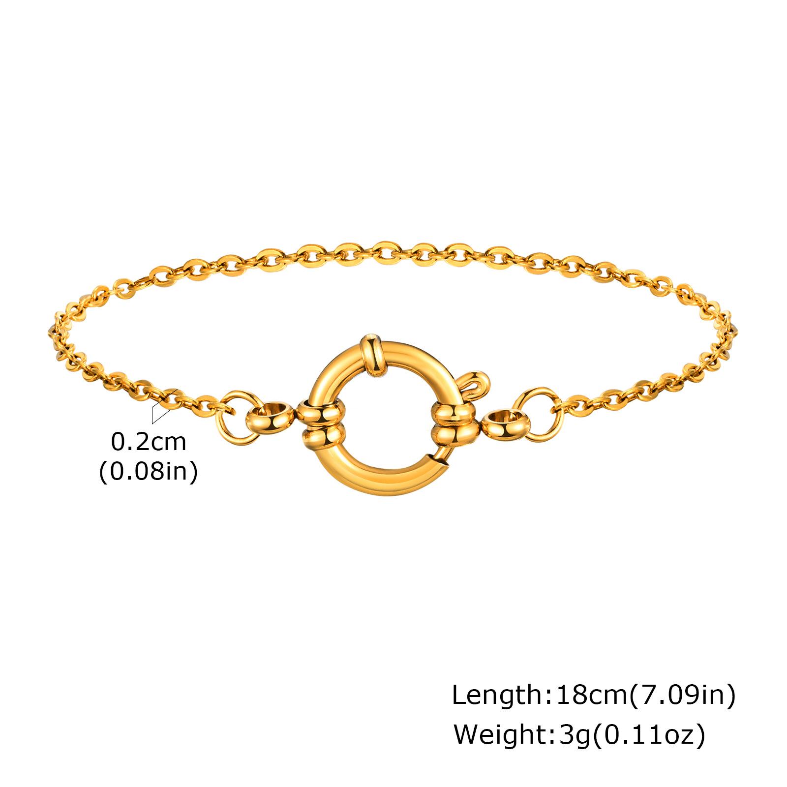 Bubble Buckle Stainless Steel Flat Cross Chain Gold Bracelet Ladies Fashion Br-2168