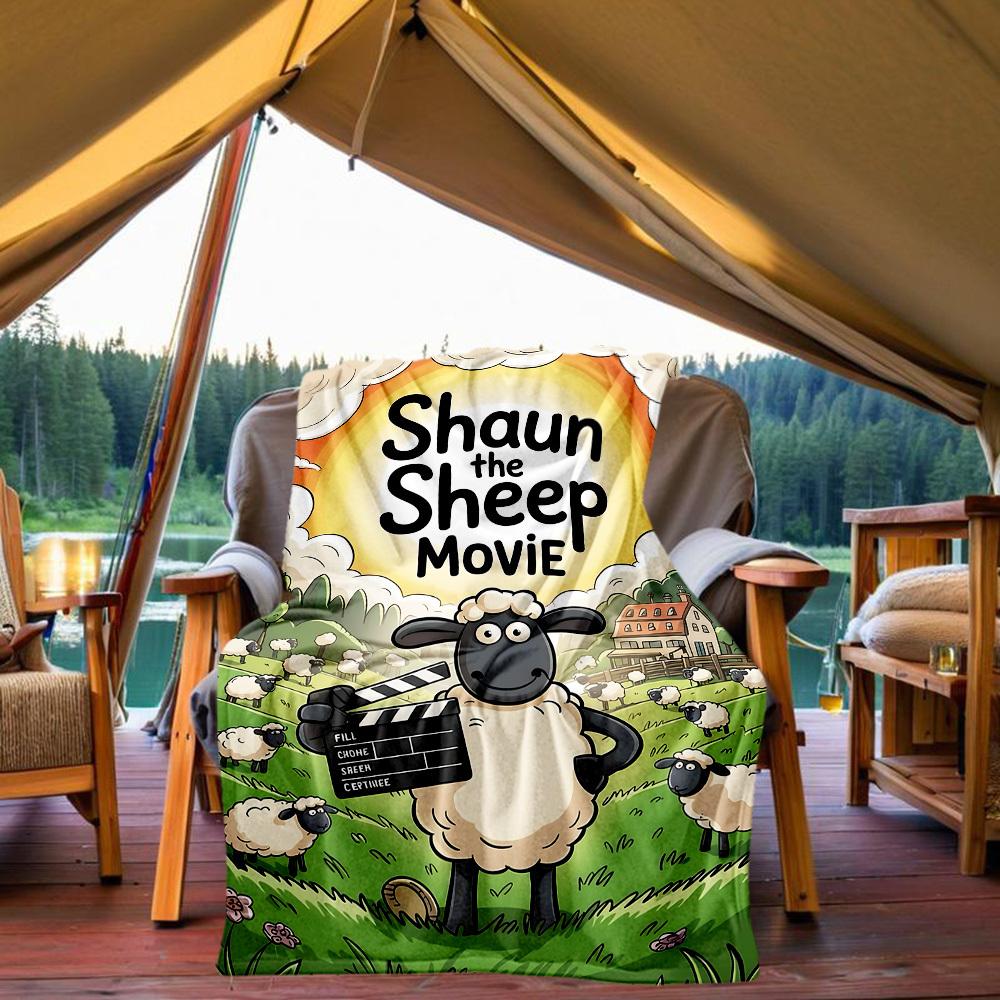 1pc Sheep Shaun Outdoor Blanket Lightweight Flannel, Soft & Warm, All-Season Use for Sofa, Outdoor, Camping, Living Room, Office081