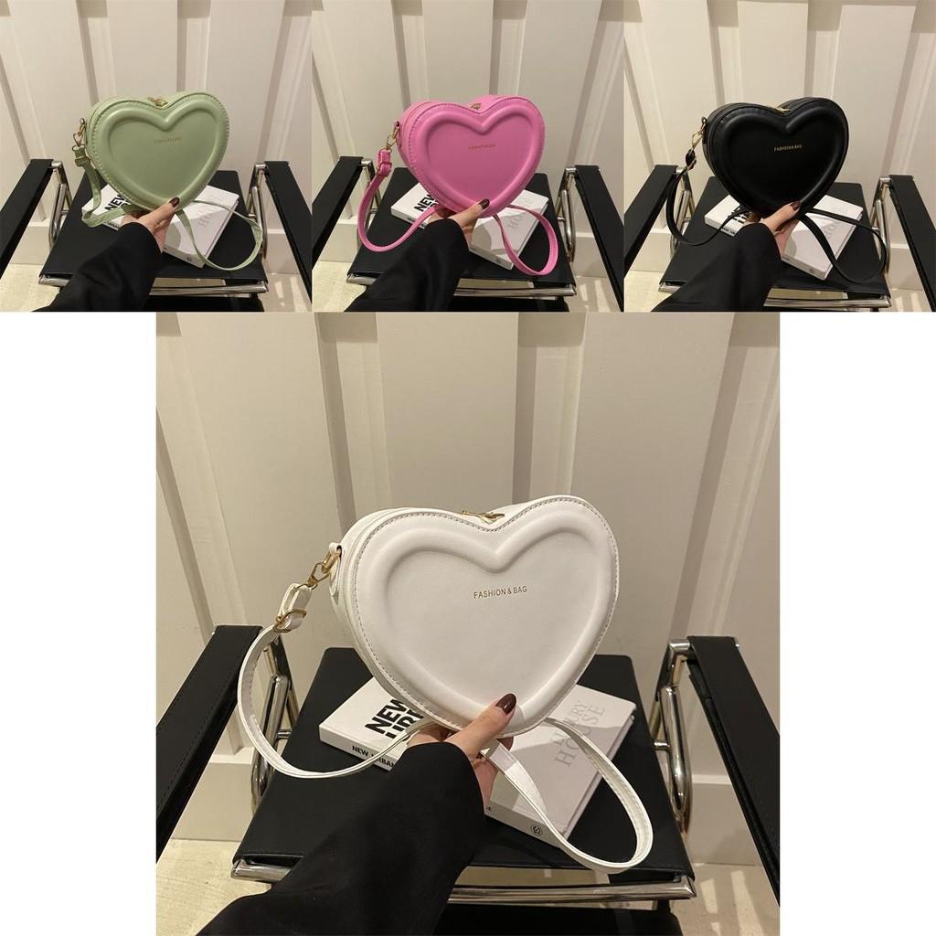 Trendy Pu Leather Heart Bag For Girls In Soft Colors Ideal For Everyday Fashion