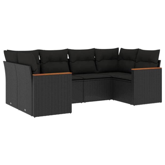 VidaXL Garden Lounge Set with Cushions 6 Pcs, Patio Sofas, Patio Furniture Set, Outdoor Furniture, Black 3226258