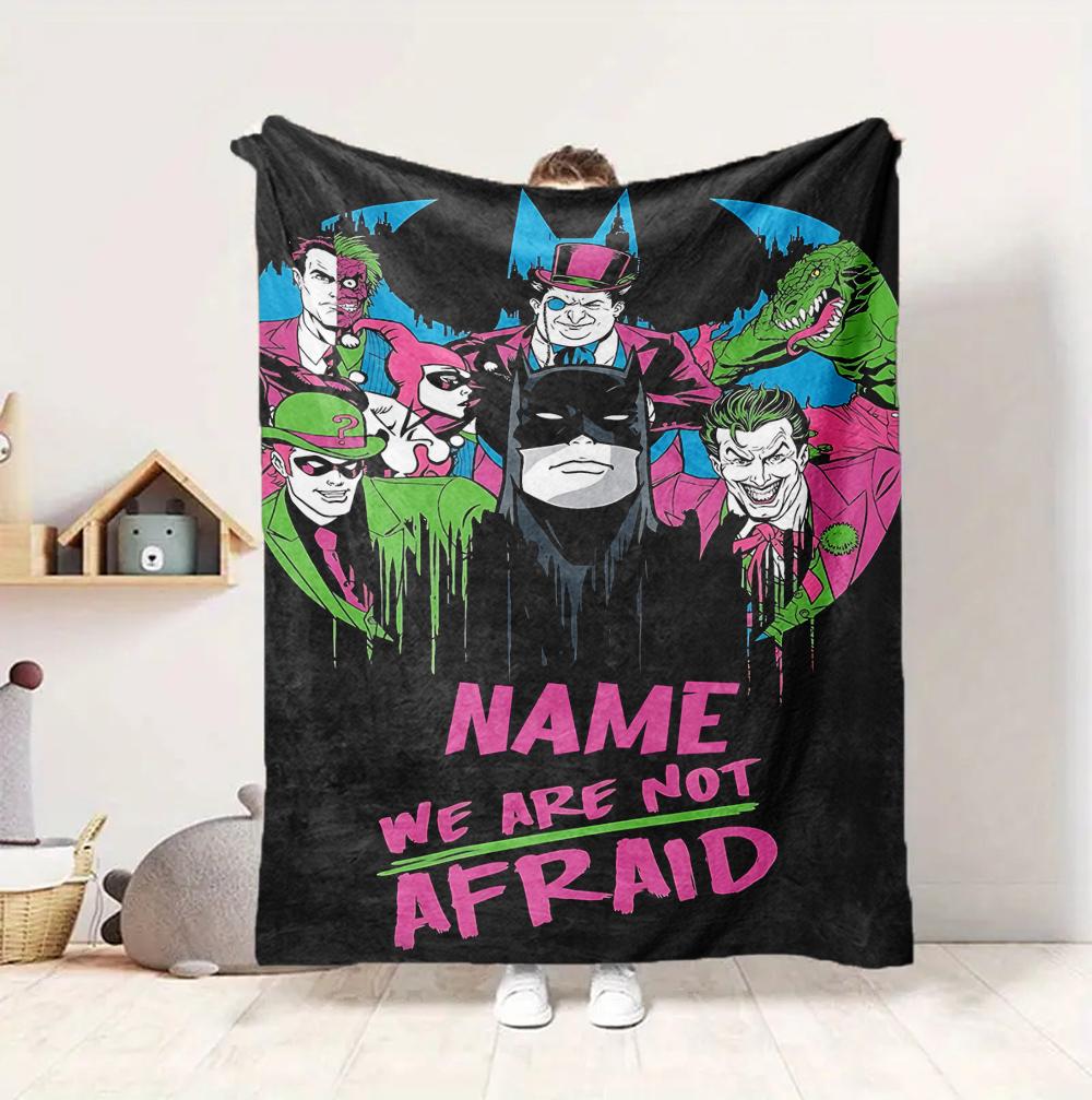 Custom Name Batman Catwoman Flannel Blanket Throw Blanket Soft Warm Sofa Bed home Decor Unique Gift