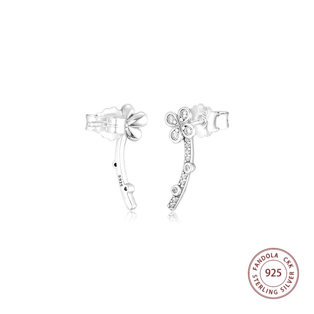 100 % 925er Sterlingsilber-Ohrring, drapierte vierblättrige Blumen-Ohrstecker für Frauen, Hochzeit, Earing, Modeschmuck, Pendientes