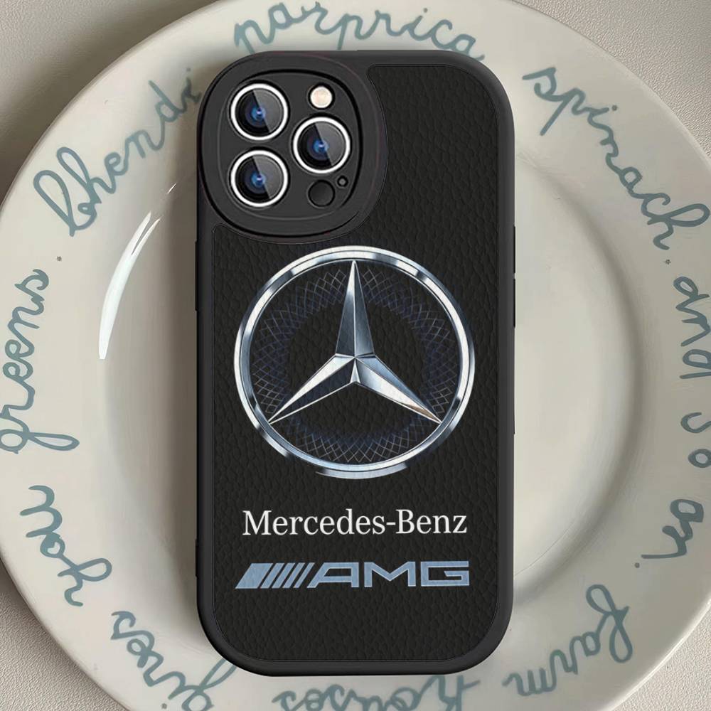 CQH1 Car M-Mercedes-Benz Phone Case For IPhone 16 15 14 13 12 11 Pro Max Plus Shockproof Leather Cover