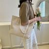 Stylish Commuter Single Shoulder Bag In White And Khaki Colors Trendy Casual Tote Bag