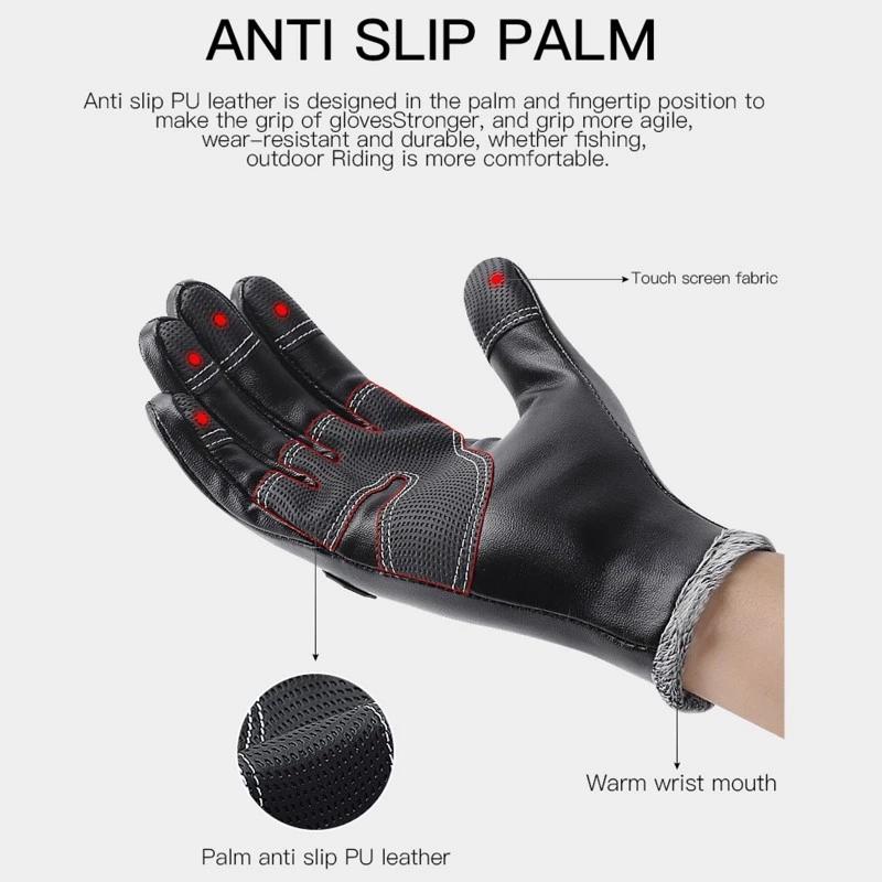 Full Finger Zimowe Ciepłe Narciarskie Rękawiczki Rowerowe Ekran Dotykowy PU Skórzane Wodoodporne Duże Rozmiary Rowerowe Narciarskie Rękawiczki Śniegowe dla Kobiet Mężczyzn