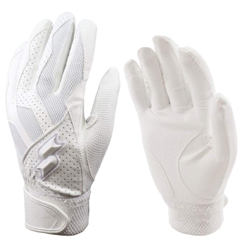 SSK Batting Gloves for High School Size Large Students, Hands, 10, White, (bg3014wf)