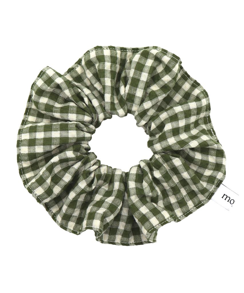 Moyora Summer Gingham Check Hair Scrunchie [Green]
