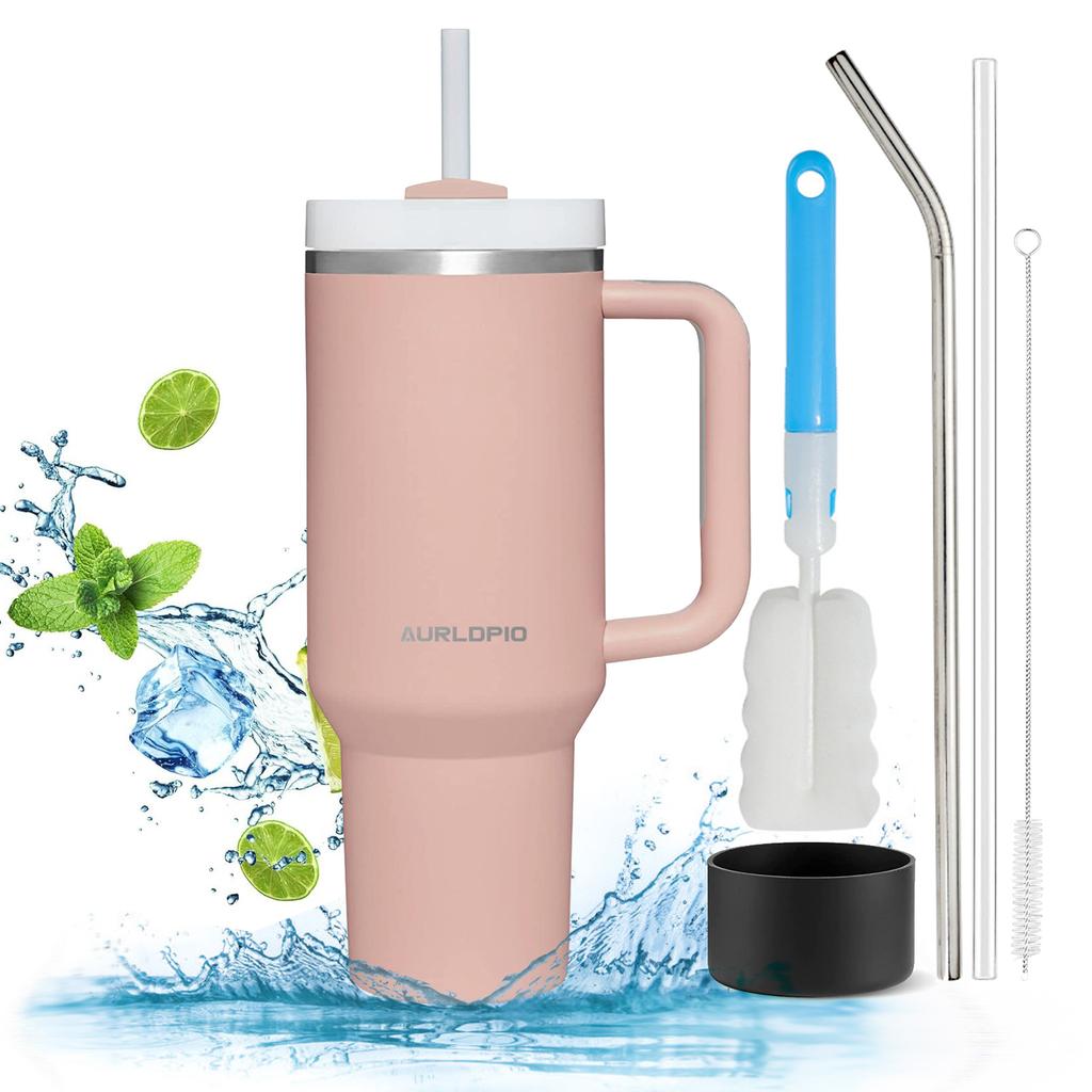 40 oz Tumbler with Handle and Straw Cup Holder Compatible for Travel Office Home Coffee Cup| Insulated Stainless Steel Water Cup