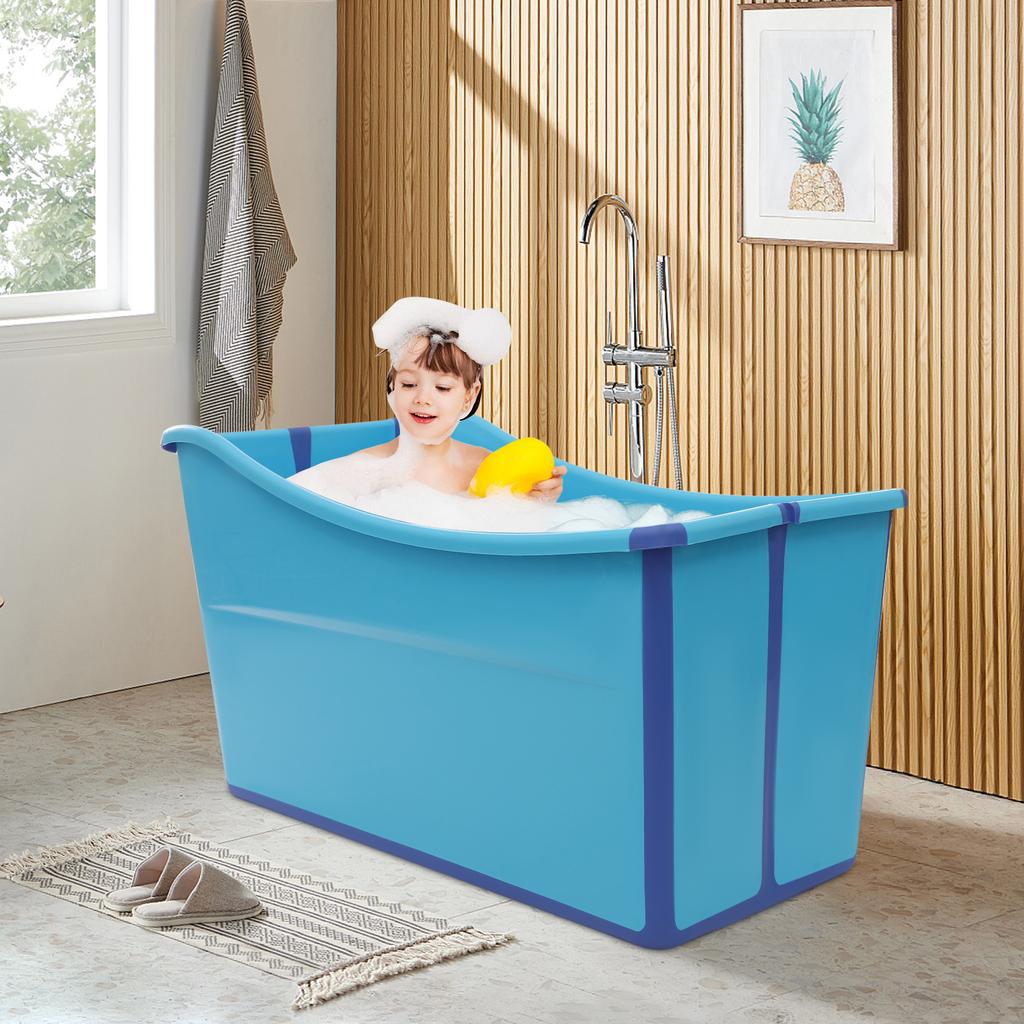 Große faltbare Badewanne, zusammenklappbare tragbare Wanne für Erwachsene & Reisen, tiefe Entspannungs-Spa-Wanne, kompakte Aufbewahrung, leicht