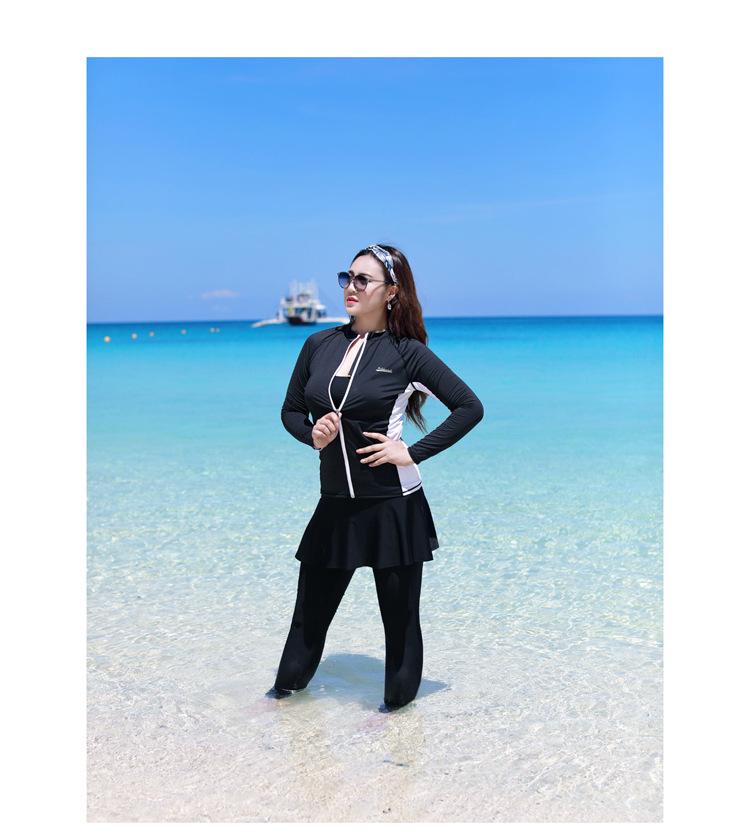 Plus-Size Women's Two-Piece Diving Suit, XL, Long Sleeves & Pants, Sun Protection, Slimming, Jellyfish-Resistant, 5-Piece Set