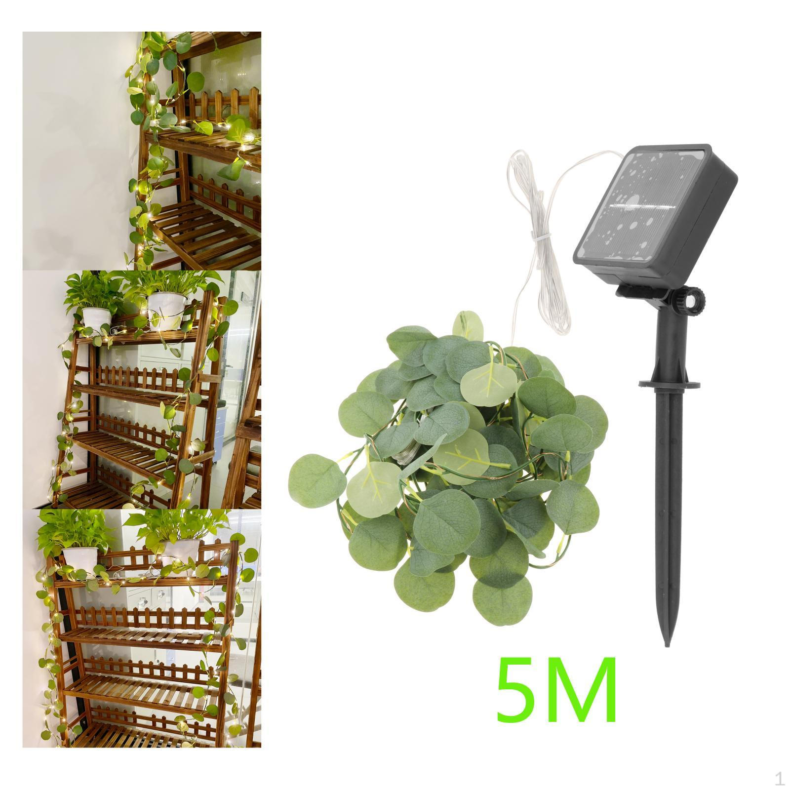 Artificial Vine Lights Outdoor Solar Powered Warm Lighting Green Light for Christmas 5m 50Leds