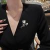 Luxury Women's Tulip Flower Brooch  Gold Plated Rhinestone Enamel Lapel Pin for Evening Party Outfit