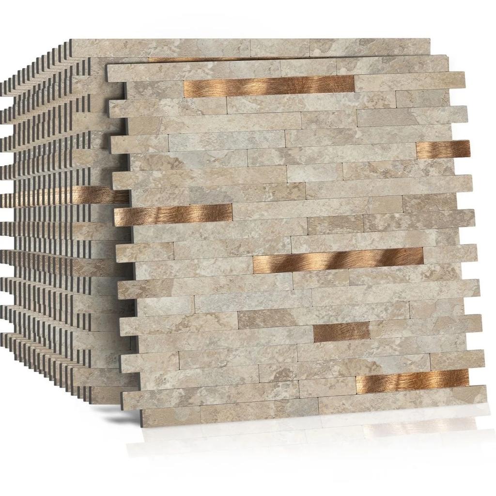 1pcs Mosaic Wall Tile Peel And Stick Self Adhesive Waterproof Aluminum rectangle Kitchen Bath Tile Backsplash Fireproof wall