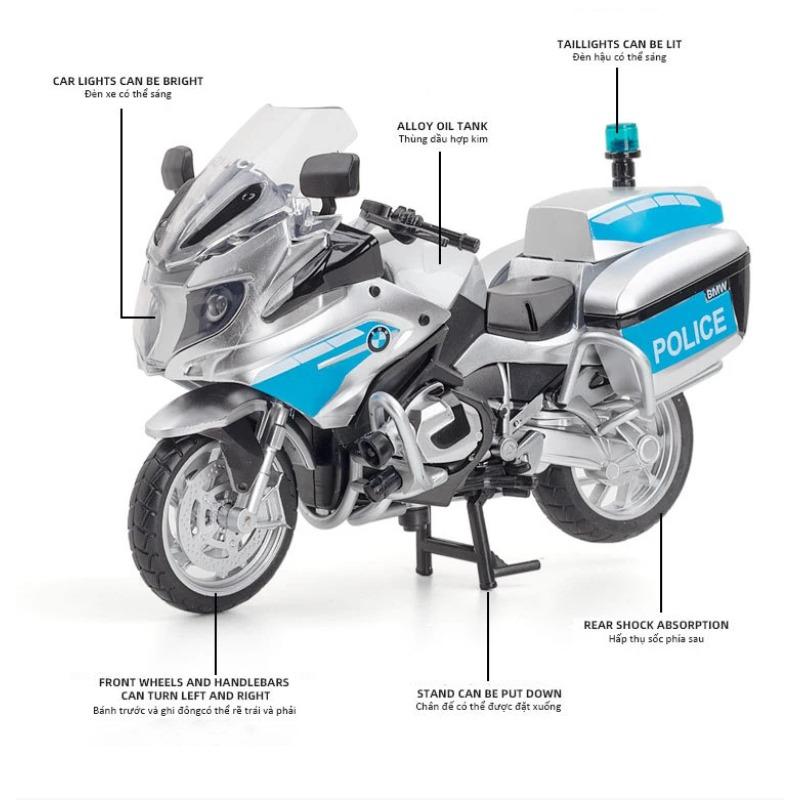 1/12 BMW R1250RT-P Police Simulation Alloy Motorcycle Model Shock Absorbers Sound and Light Collection Toy Car Kid Gift