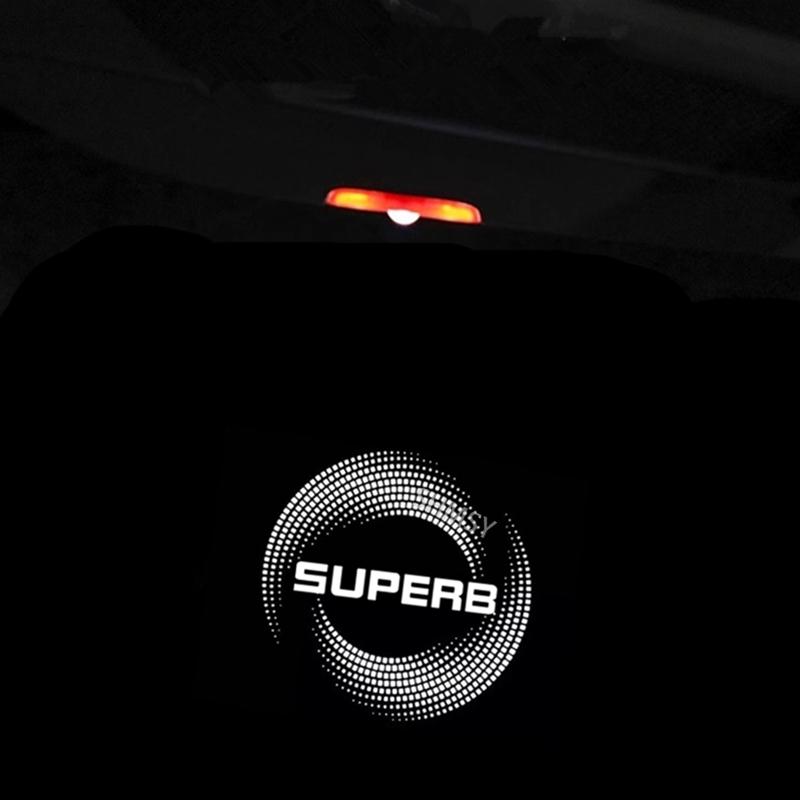 AAABQ1 2Pcs LED Car Courtesy Light Signal Lamp Projector Accessories For Skoda Superb 3V 3T B5 B6 B8 2009-2015 2016 2017 2018 2019 2020