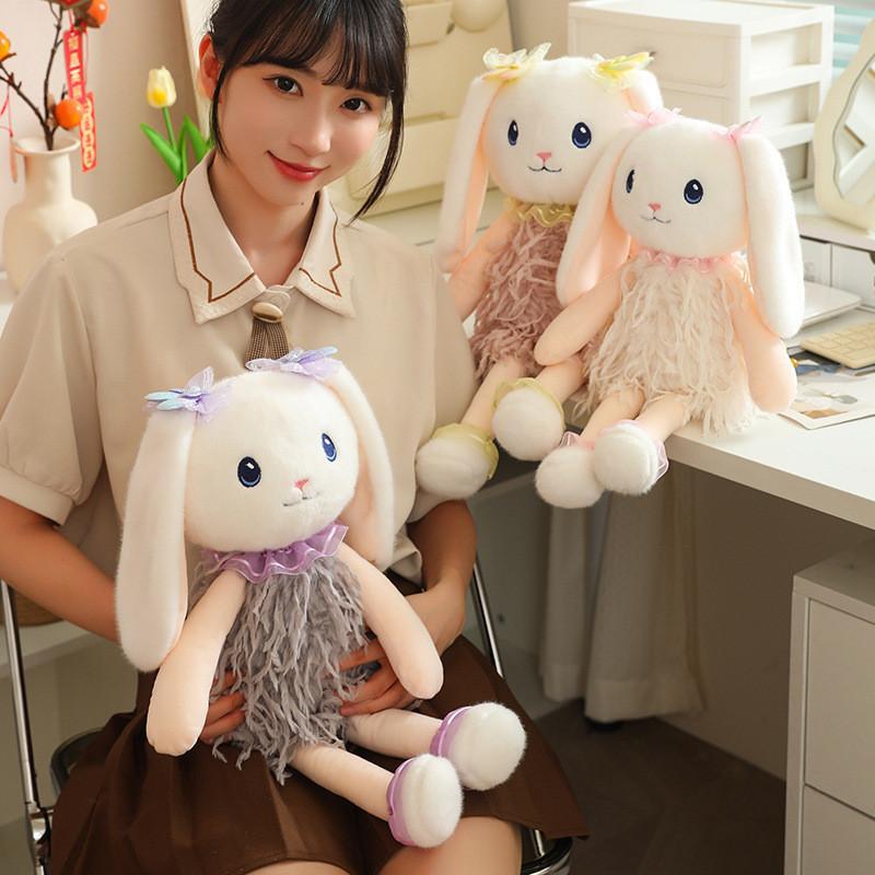 Adorable Snow Bunny Plush Toy Soft Cuddly Rabbit Doll Perfect Girls Gift Huggable Pillow