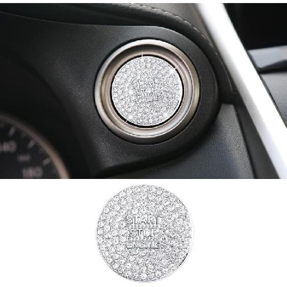 Bling Center Console Multimedia Knob Button Covers Parts Car Interior Accessories Compatible with Lexus RX NX ES Accessories Start Stop Button