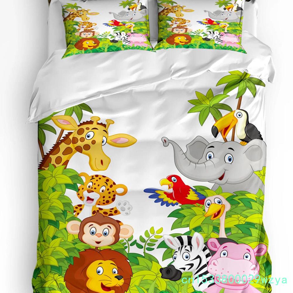 Elefant Kinderzimmer Dekor Bettwäsche Set Für Schlafzimmer Bett Zuhause Niedliche Elefanten Halten Herzform Bettbezug Steppdeckenbezug Kissenbezug