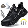 Fashion Lightweight Rotating Button Work Sneakers Protective Shoes Safety Puncture-proof Anti-smash Steel Toe Shoes Man Non-slip Sneaker