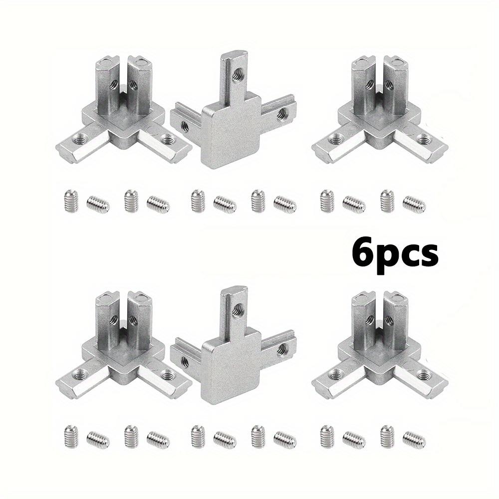 

6 шт. чорних кутових кронштейнів серії 2020 року з 3-сторонніми гвинтами для алюмінієвих рейок 20S з пазом 6 мм, сріблясті 6pcs срібний