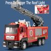 Simulation Fire Truck Strong Pull Back Sound Light Spray Function Inertia Drive-Forward Interactive Drive Toys Realistic Alloy Car Model Vehicle