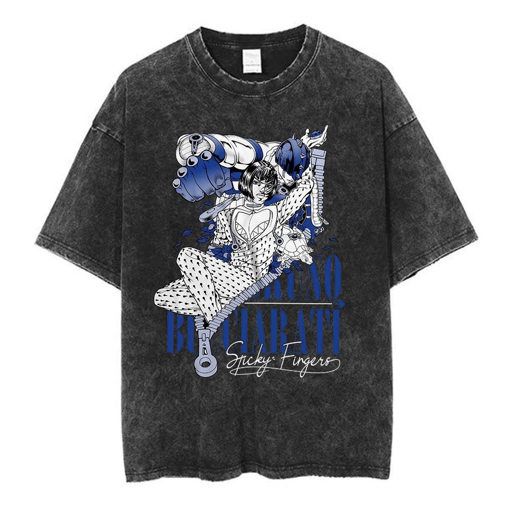 2026 New Anime JoJo Bizarre Adventure Vintage Washed T-shirt Diavolo Doppio Manga T-shirts Men Women Cotton Oversized T Shirts
