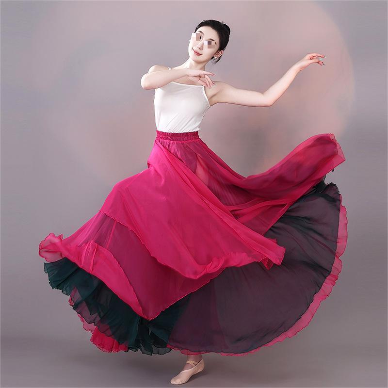 YiShi 900-Degree Double-Sided Dance Performance Skirt XXL