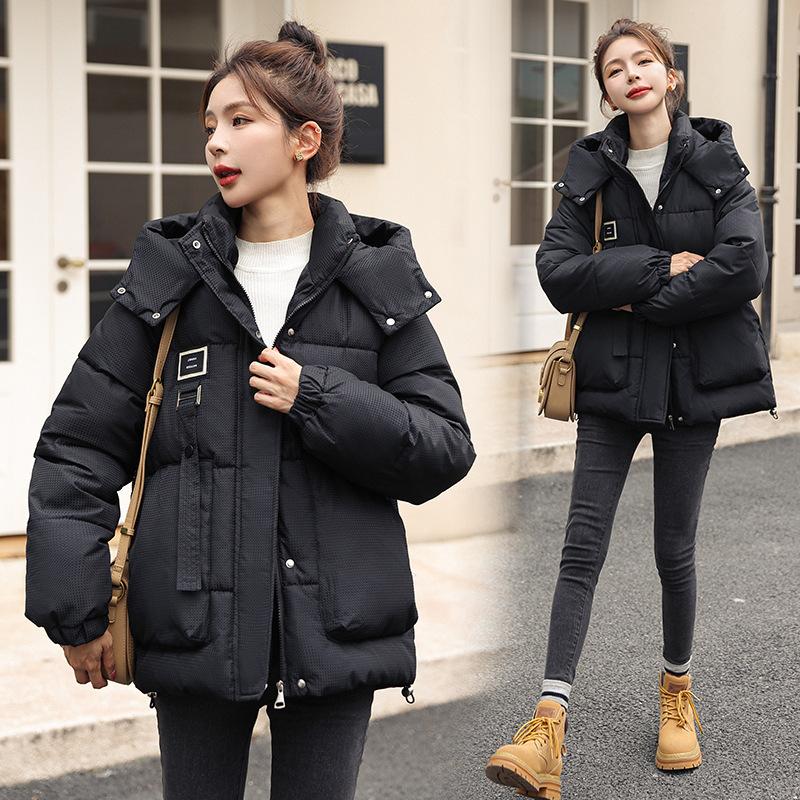 Gray Green Down Cotton-padded Jacket Cotton-padded Jacket Women's Winter New Frock Thick Coat Oversize Bread Coat Cotton-padded Jacket