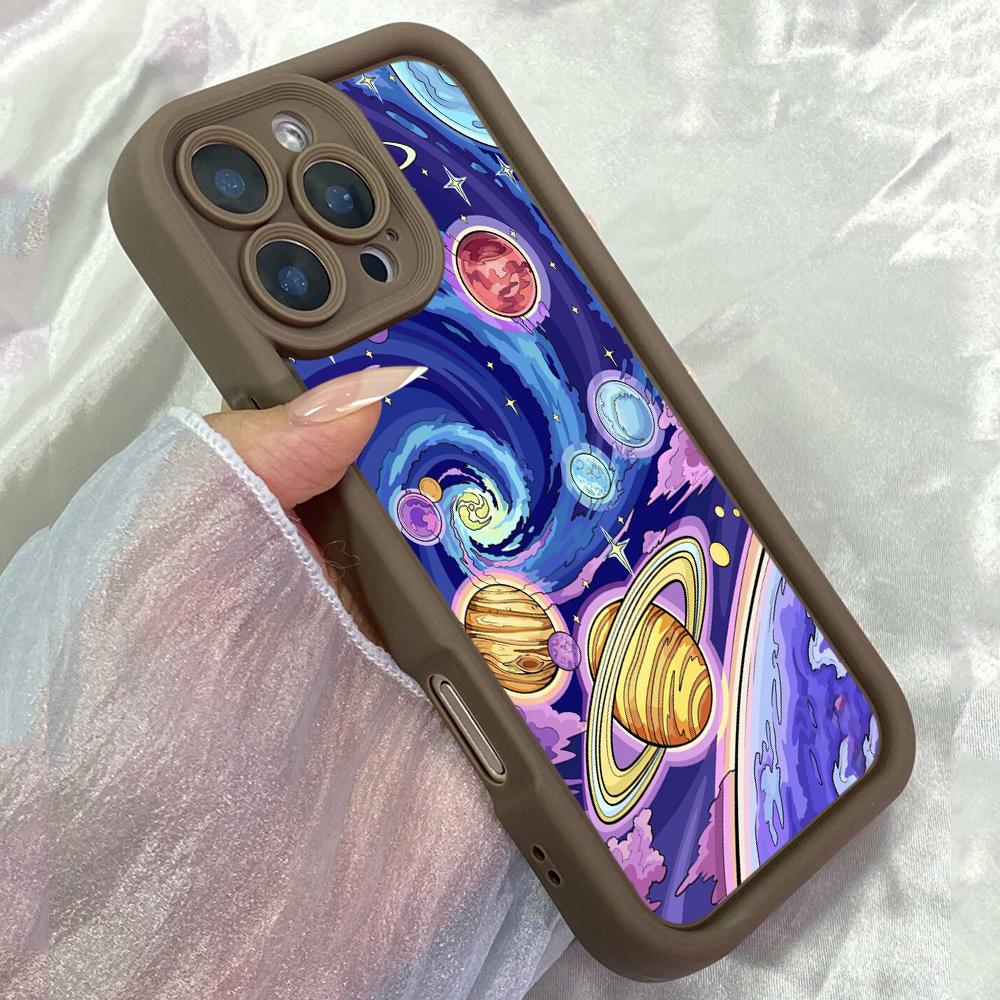 JT528 The Colorful Planets for iPhone 17 16 15 14 13 12 Pro Max Samsung S26 S25 Ultra A17 A07 A56 A16 A15 A06 A35 Xiaomi 15T Redmi 15c 14C Soft Case